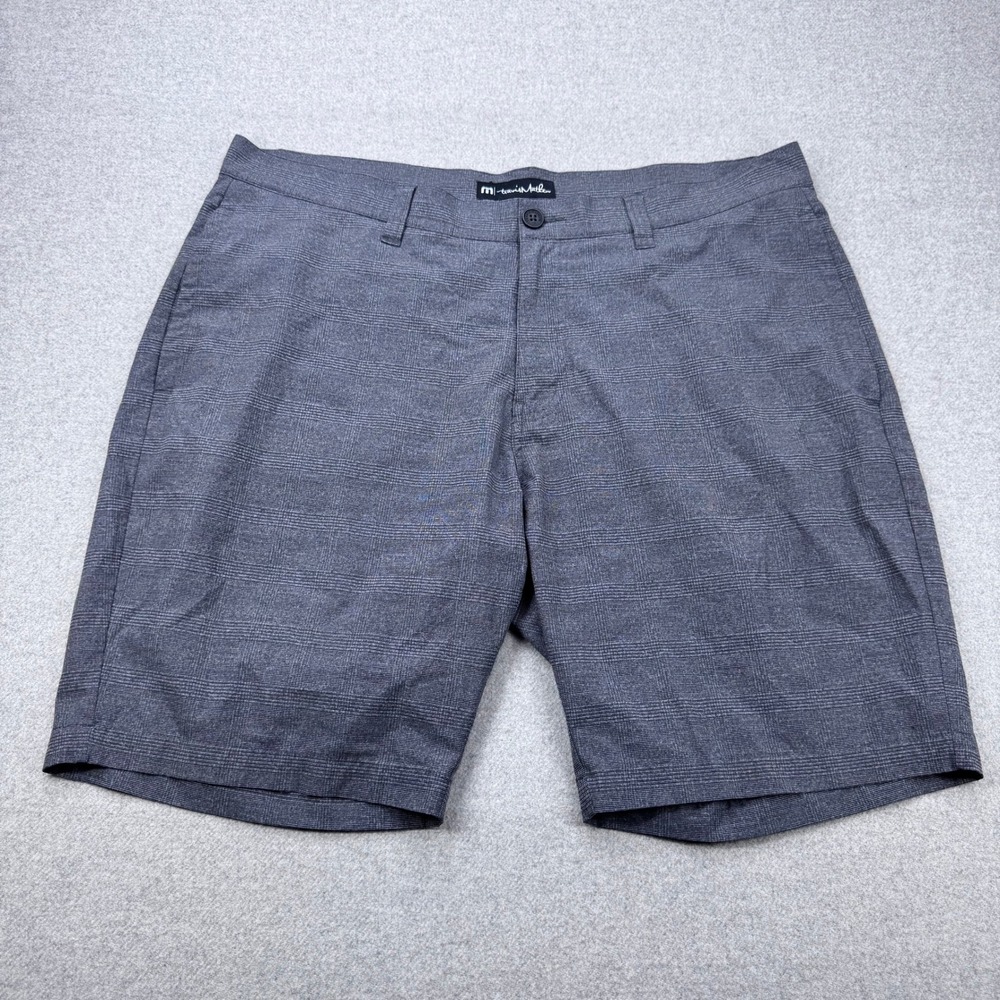 Travis Mathew Grommet Shorts Mens 38‎ Gray Plaid Performance Stretch Golf